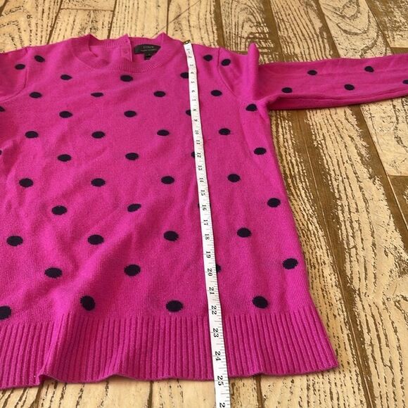 J.Crew Pink Polka Dot 100% Italian Cashmere Sweater Size S - Picture 10 of 10